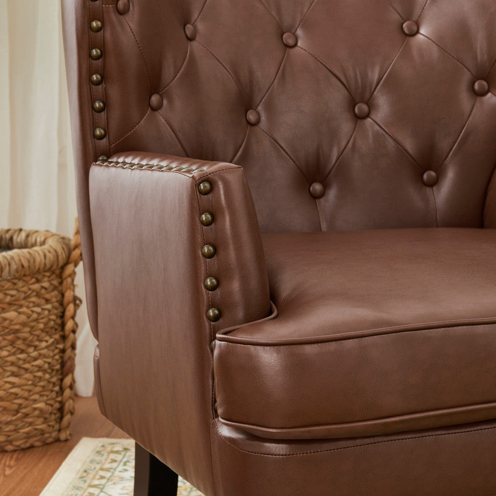 Set of 2  Leatherette Modern Accent Chair, Coffee