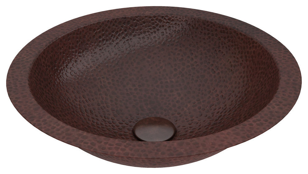 Magnus 16" Drop-in Round Bathroom Sink, Hammered Antique Copper