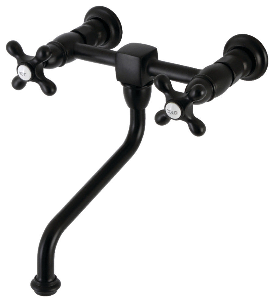 Kingston Brass KS1210AX Heritage Wall Mount Bathroom Faucet, Matte Black