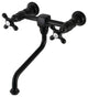 Kingston Brass KS1210AX Heritage Wall Mount Bathroom Faucet, Matte Black