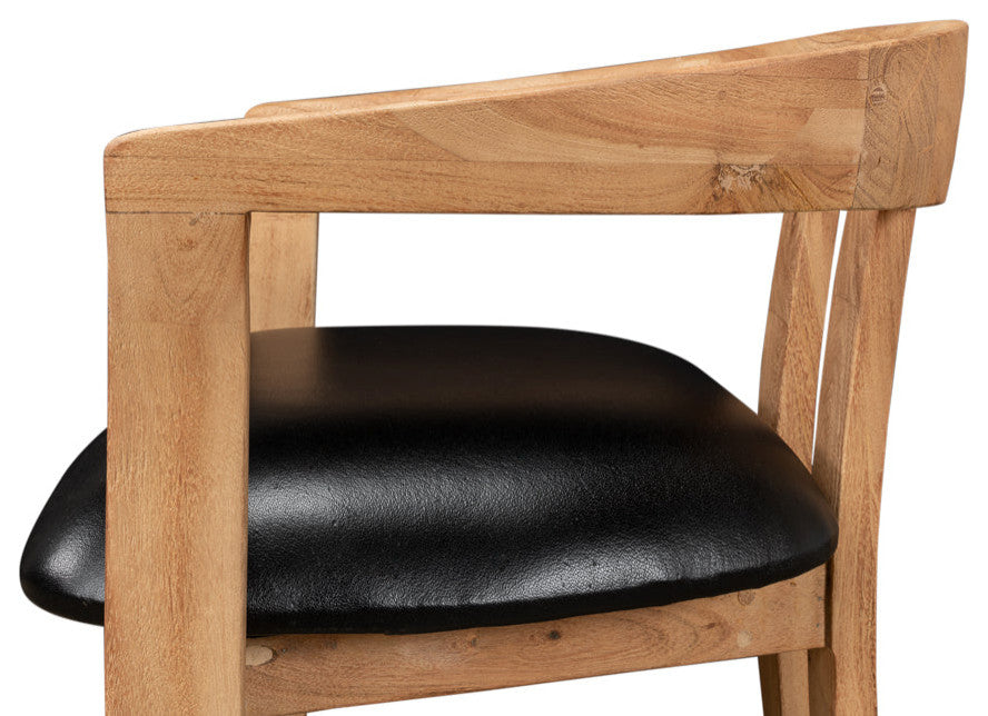 Rift Dining Chairs Set of 2 Black Leather Seat Curved Back