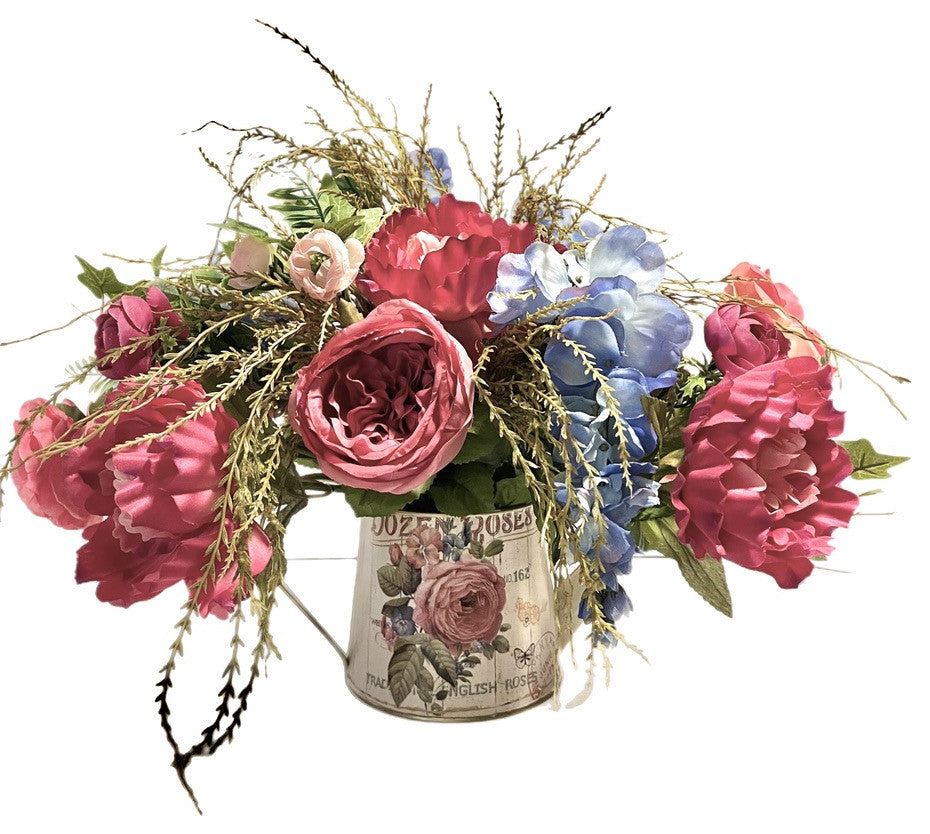Farmhouse Floral Arrangement Peony Wisteria Watering Can Floral 18" X 16"