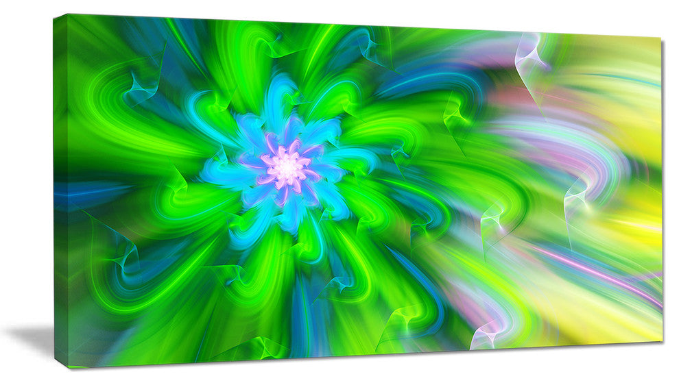 Dance of Green Flower Petals, Large Floral Canvas Art Print, 60"x28"