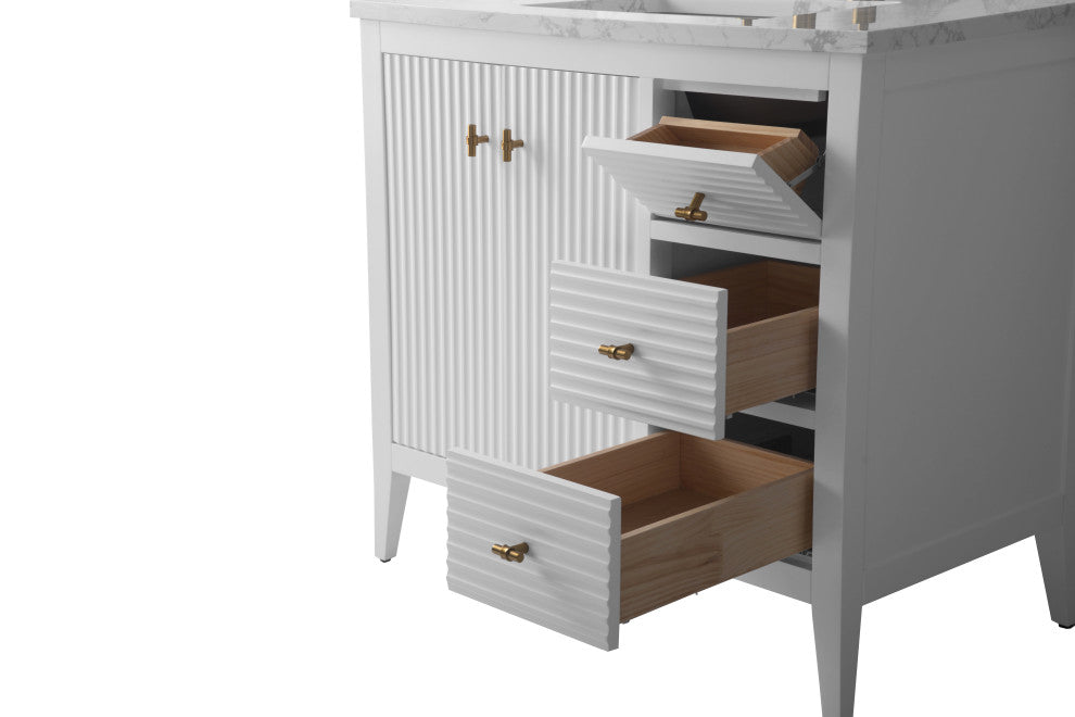 Vanity Art Freestanding Vanity, White, 36", Single Sink, Golden Brushed