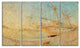 "Old Sailing Ship in Sunlight" Extra Large Seascape Art Canvas, 4Panel, 48"x28"