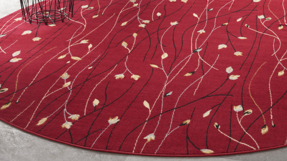Nourison Grafix 8' x Round Red Contemporary Indoor Area Rug
