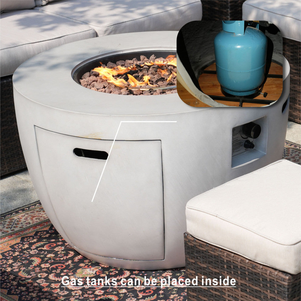 Patio Propane Fire Pit Table with Cushioned Wicker Chairs, Bowl
