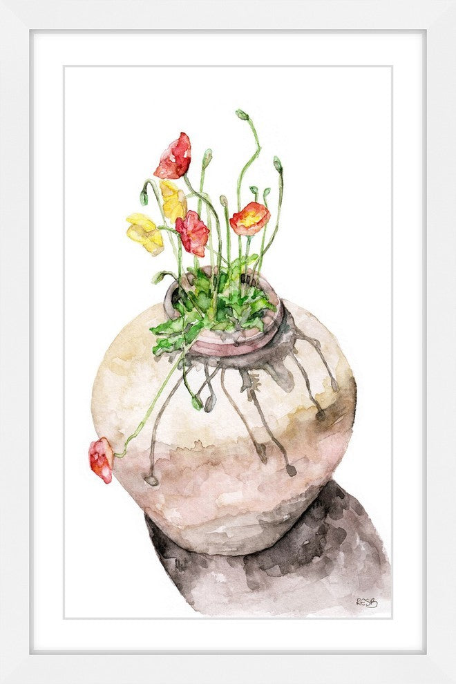 "Potted Poppies" Framed Print by Rachel Byler