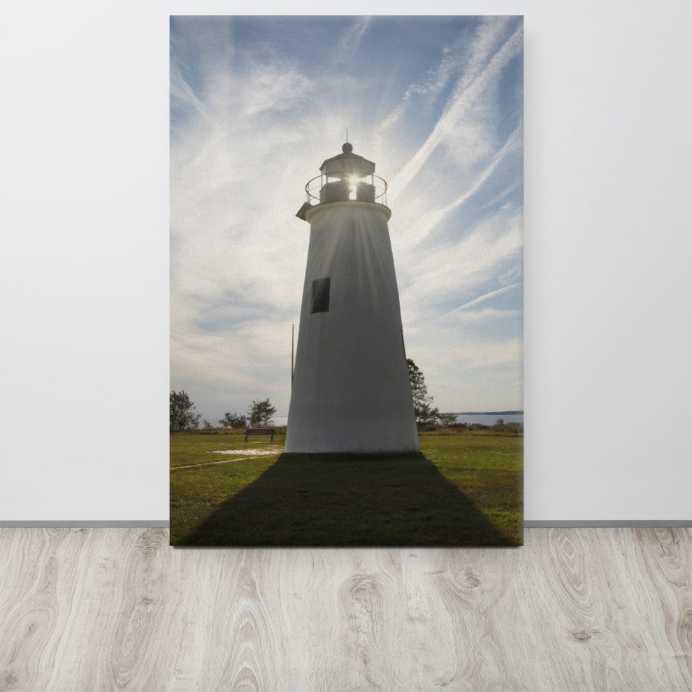 Turkey Point Lighthouse with Sun Flare Coastal Canvas Prints, 24" X 36"