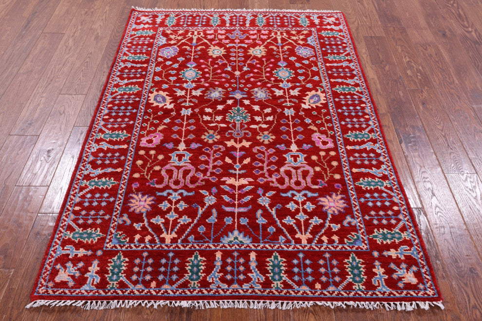 Turkish Oushak Hand-Knotted Wool Rug 4' 2" X 6' 1" - Q15336