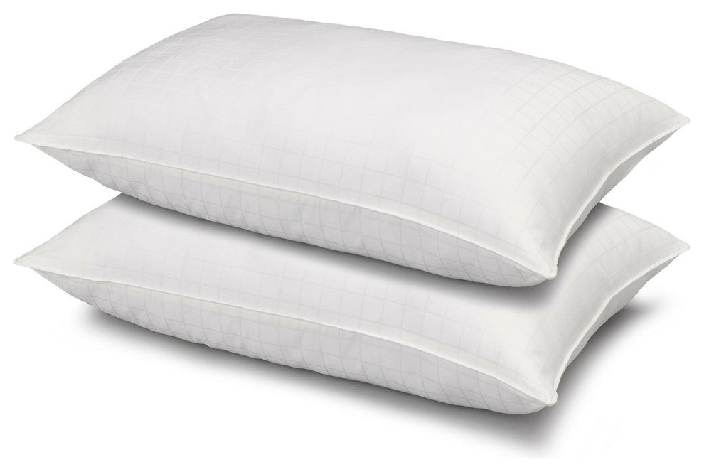 2-Pack Dobby Windowpane Soft Stomach Sleeper Pillows, Standard