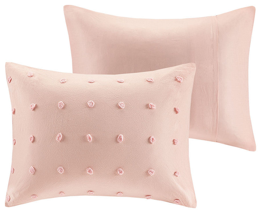Urban Habitat Brooklyn Pom-Pom 7-Piece Duvet Cover Set, Pink
