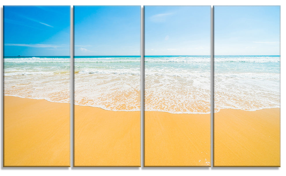 "Long Waves on Sand under Blue Sky" Wall Artwork, 4 Panels