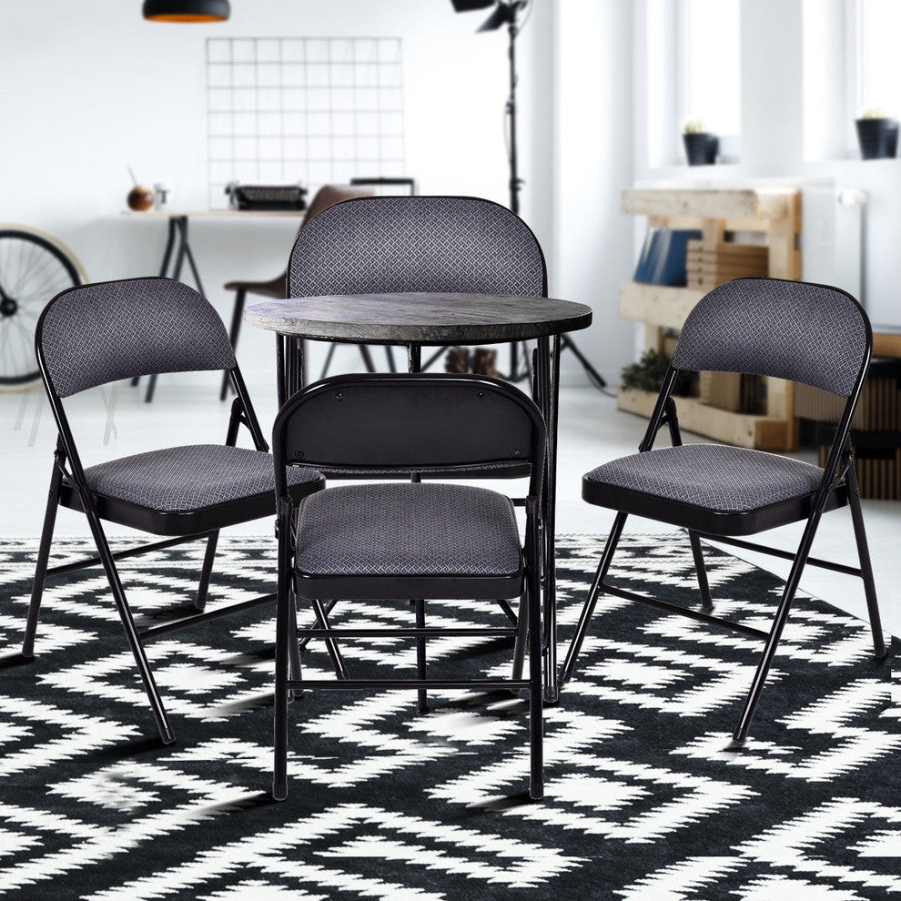Costway Set of 4 Folding Chairs Fabric Upholstered Padded Seat Metal Frame