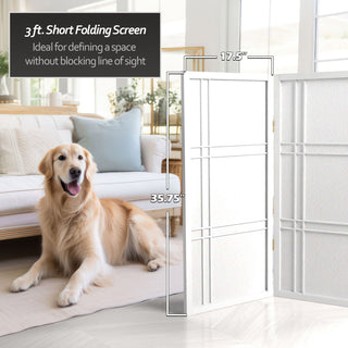 3' Tall Double Cross Shoji Screen, White, 3 Panels