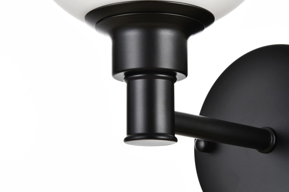 1 Light Black And Frosted White Bath Sconce
