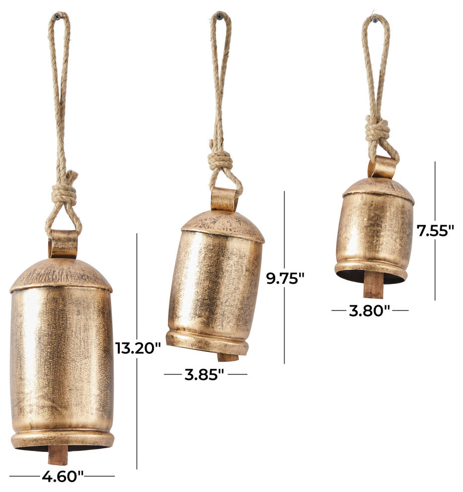 Bohemian Gold Metal Decorative Cow Bells Set 562017