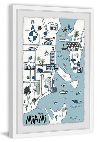 "Miami Landmarks" Framed Painting Print, 20"x30"