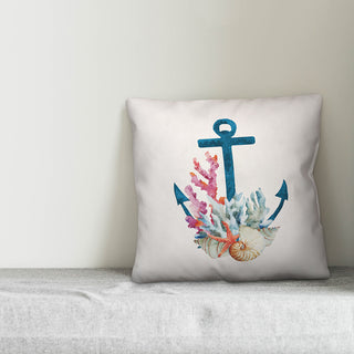 Coral Anchor 16x16 Throw Pillow