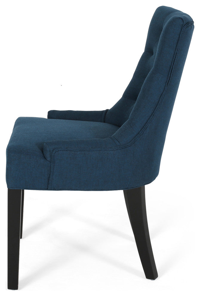 Summer Contemporary Tufted Dining Chairs, Set of 2, Navy, Fabric