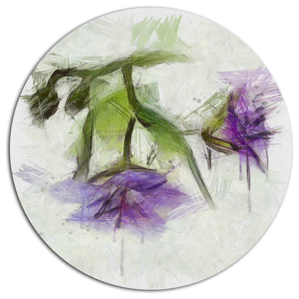 Bunch Of Blue Flowers Watercolor, Floral Round Wall Art, 23"
