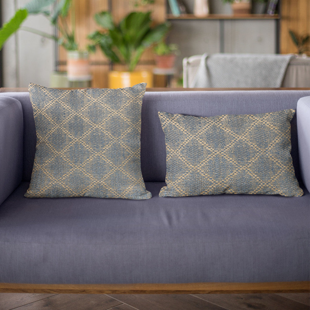 Plutus Blue Diamond Cut Diamond Luxury Throw Pillow, 20"x20"