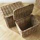 Set of 2 Large Rattan Storage Baskets with Lids Handles Trunks Linens Clothing