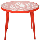 Devon Glass Top Outdoor Aluminum 23" End Table, Red
