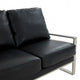 LeisureMod Jefferson Modern Faux Leather Sofa With Silver Frame, Black