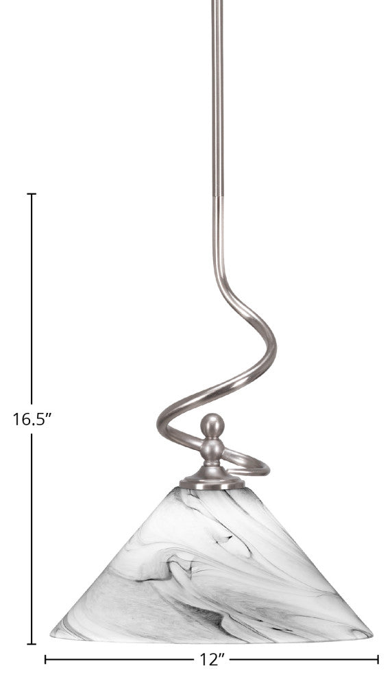 Capri 1-Light Mini Pendant with Hang Straight Swivel, Brushed Nickel/Onyx Swirl