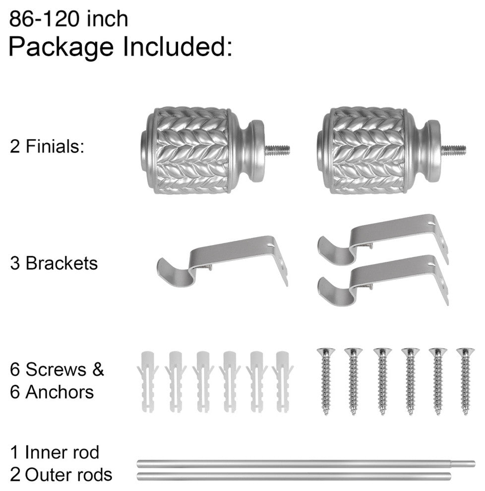 UTOPIA ALLEY 3/4 Inch Curtain Rod - Curtain Rods For Windows, Nickel, 86"-120"