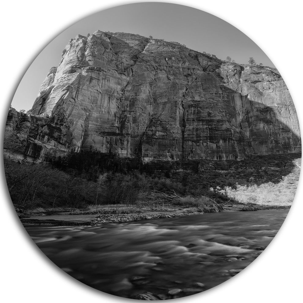 Glow Of Morning Dark, Landscape Photography Round Metal Wall Art, 11"