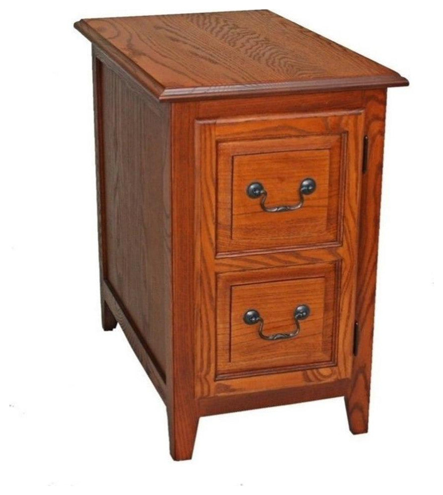 Leick Furniture Shaker Wood Cabinet End Table in Medium Oak