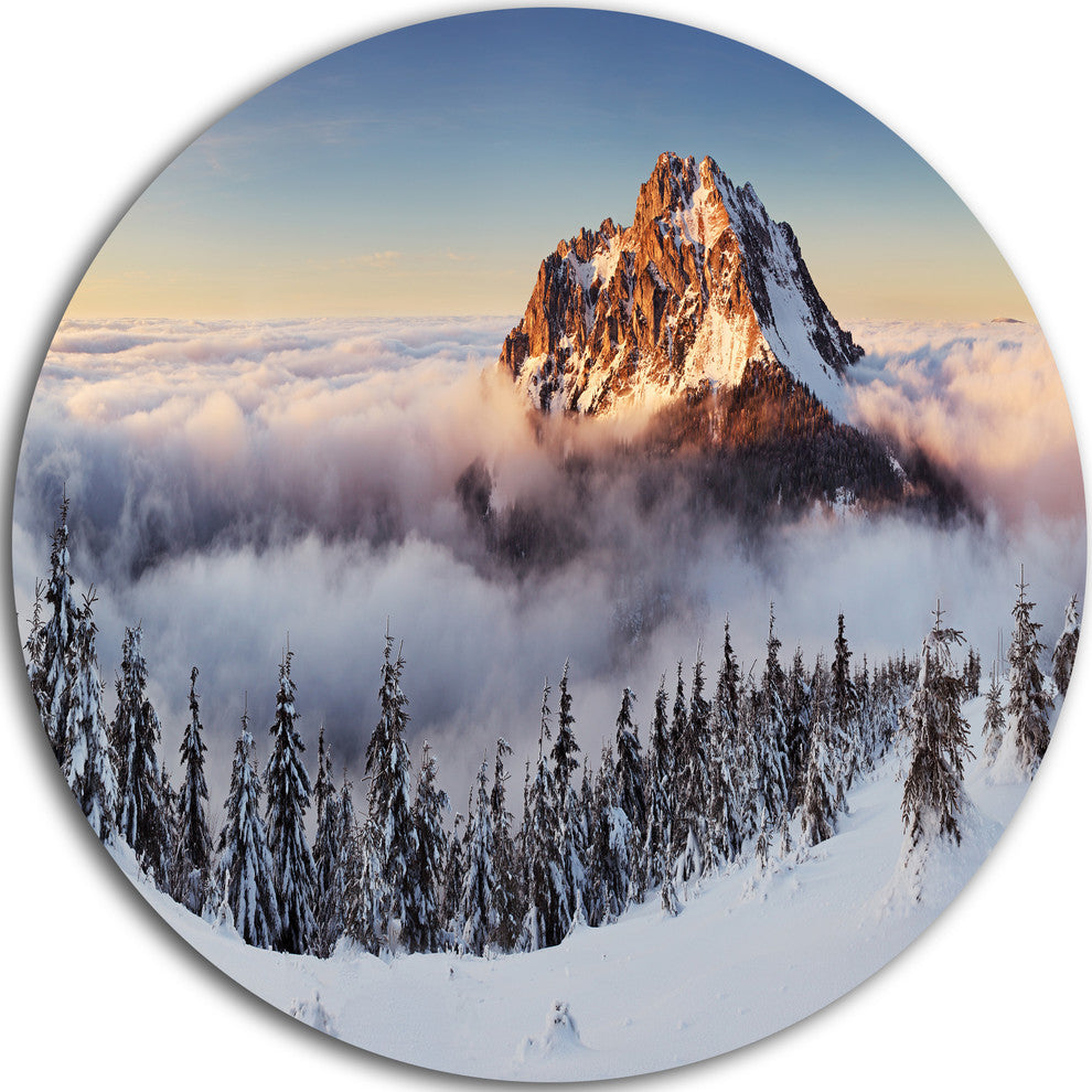 Winter Mountain Landscape, Photo Large Disc Metal Wall Art, 11"