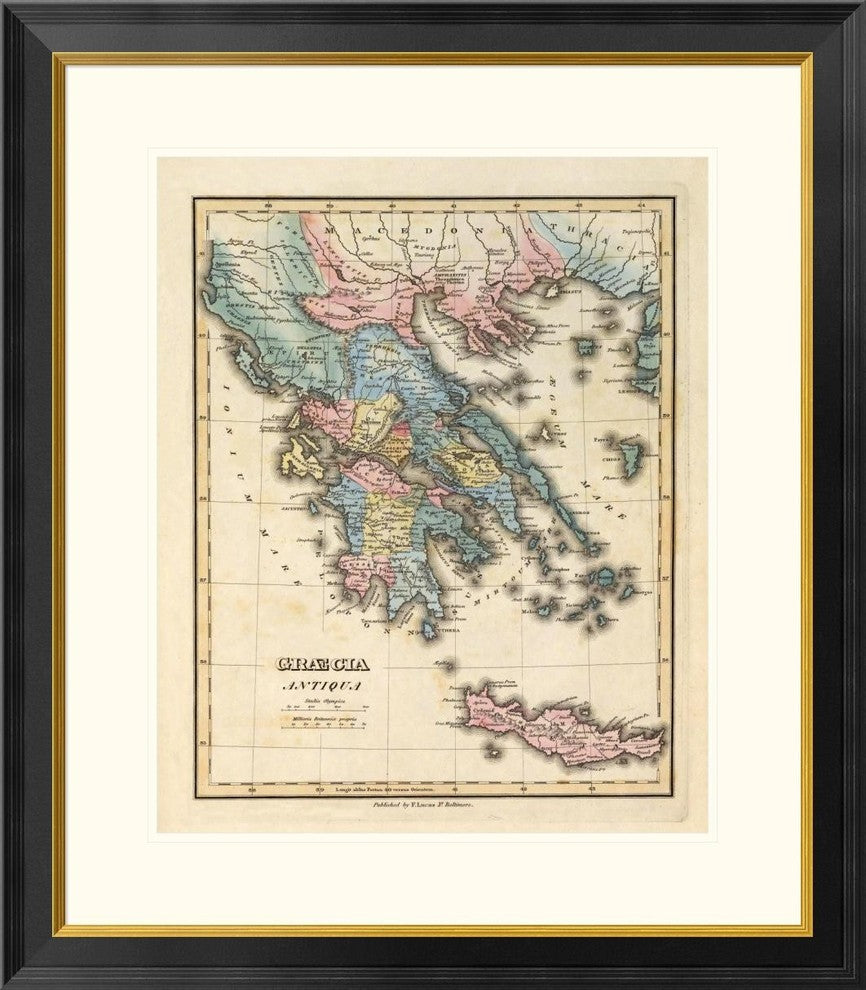 "Graecia Antiqua, 1823" Framed Digital Print by Fielding Lucas, 28x32"