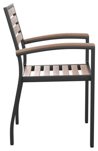 Lark 7 Pc Patio Table Set,4 Stackable Chairs,35" Square Table & Umbrella w/Base,