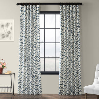 Ellis Printed Cotton Twill Curtain Single Panel, Ellis Blue, 50"x108"