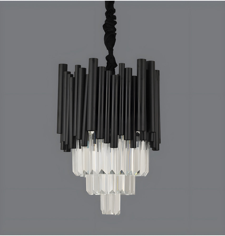 Munsingen | Modern Black Crystal Lighting for Kitchen Island, Cone Crystals, 1 Pc