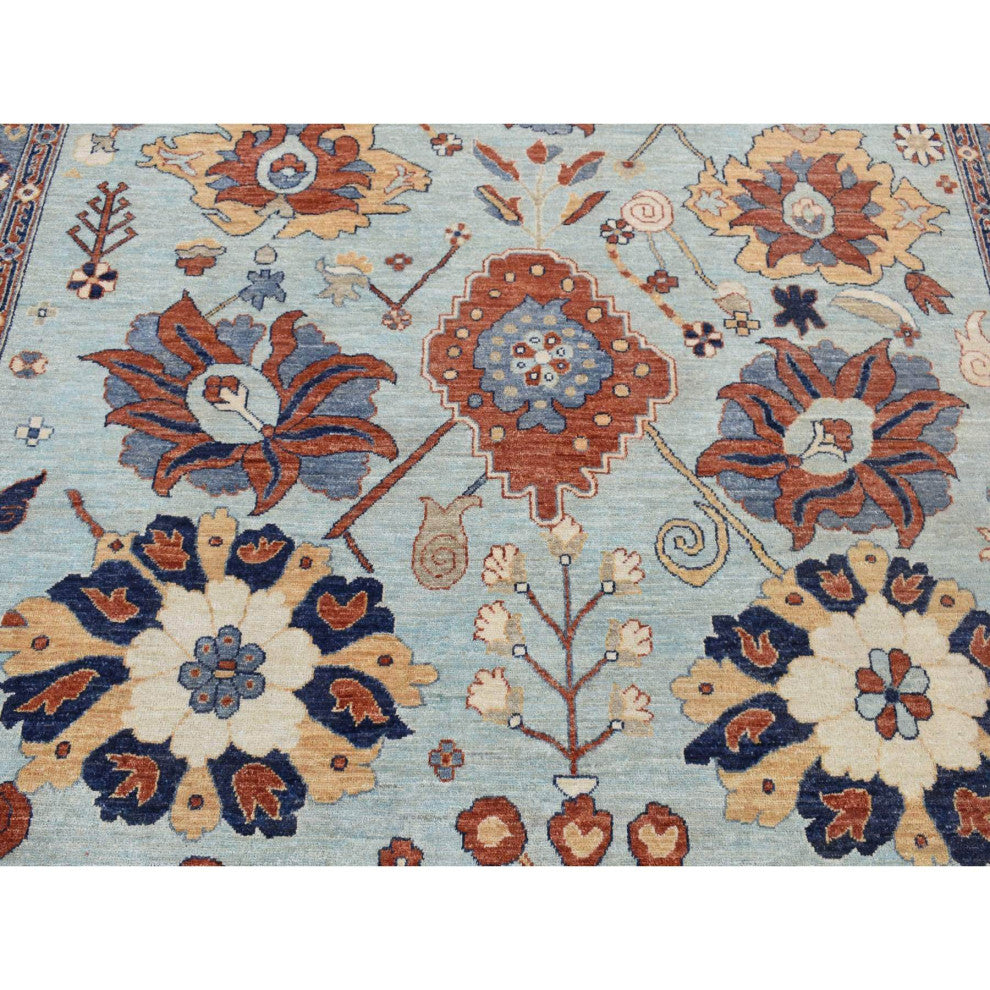 Gray, Peshawar With Antiqued Sultanabad Design, Hand Knotted, Rug, 8'2"x10'