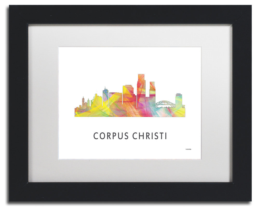 'Corpus Christi Texas Wb-1' Matted Framed Art, Black Frame, White Matte, 14x11