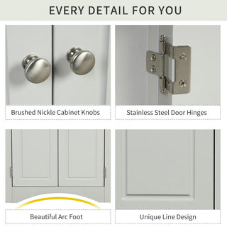 32" Wood 2-door Bathroom Corner Cabinet with Adjustable Shelves, Grey