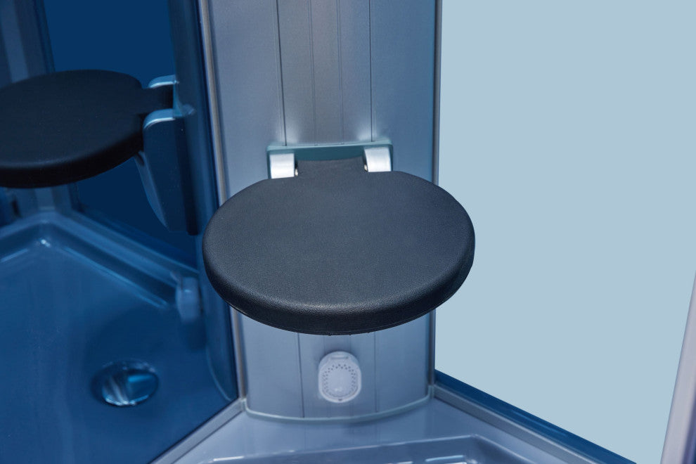 Rectangular Walk In Steam Shower, Blue Glass, 45"