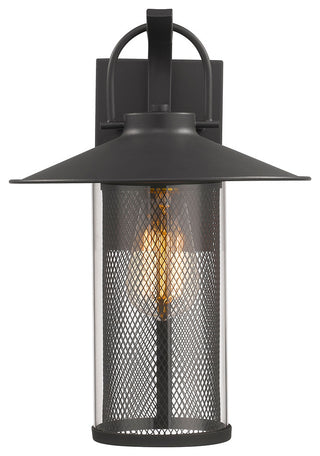 Elijah 1-Light Textured Black Outdoor Wall Sconce 14"