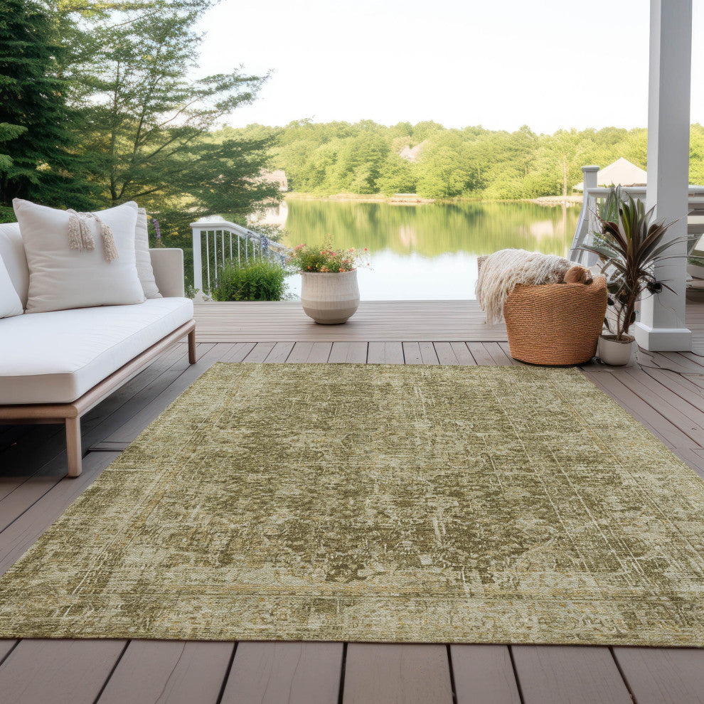 Machine Washable Indoor/Outdoor Chantille ACN1663 Brown 5' x 7'6" Rug