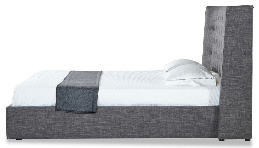 Modern Artemis Grey Fabric King Size Bed with Gas Lift Storage