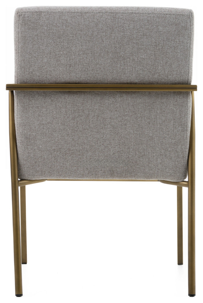 Modrest Burnham Modern Light Grey and Brass Arm Dining Chair