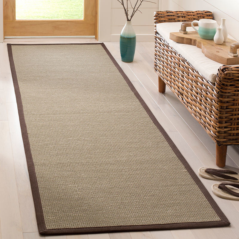 Safavieh Natural Fiber Nf131F Bordered Rug, Sage/Brown, 6'0"x6'0" Round