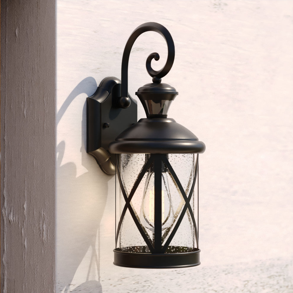 Henderson Black Motion Sensor Dusk to Dawn Outdoor Wall Light