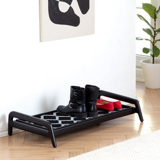 Single-Tier Black Stand With 3-Pair Rubber Boot Tray San Tropez