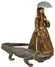 Lady Walking Alligator Figurine